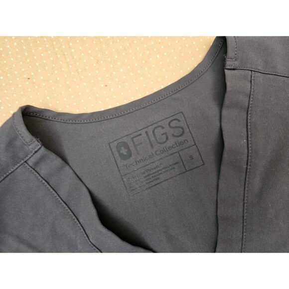 FIGS Shirt Womens Small Gray Heathered Pocket Scrub Top FW1000 V-Neck - Picture 2 of 8